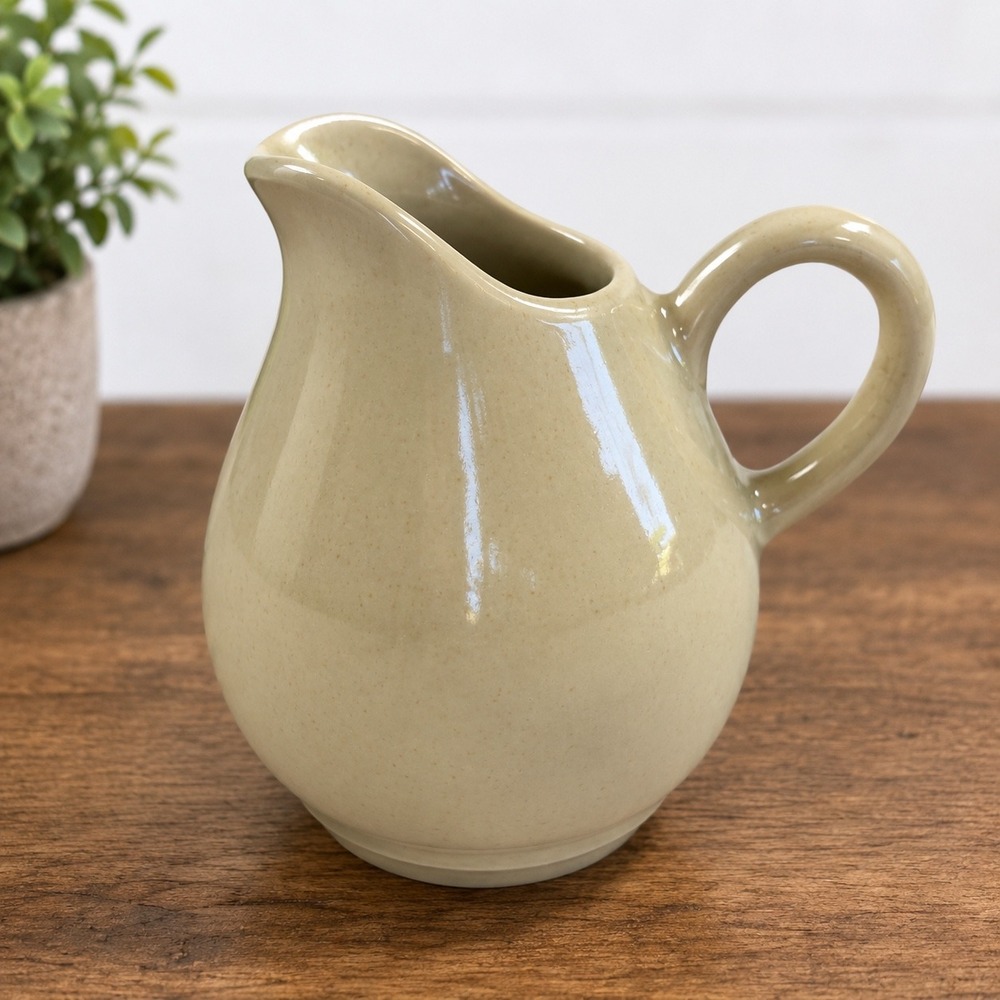 Vintage Pfaltzgraff Stoneware Creamer Pitcher 4" Speckled Beige Farmhouse USA